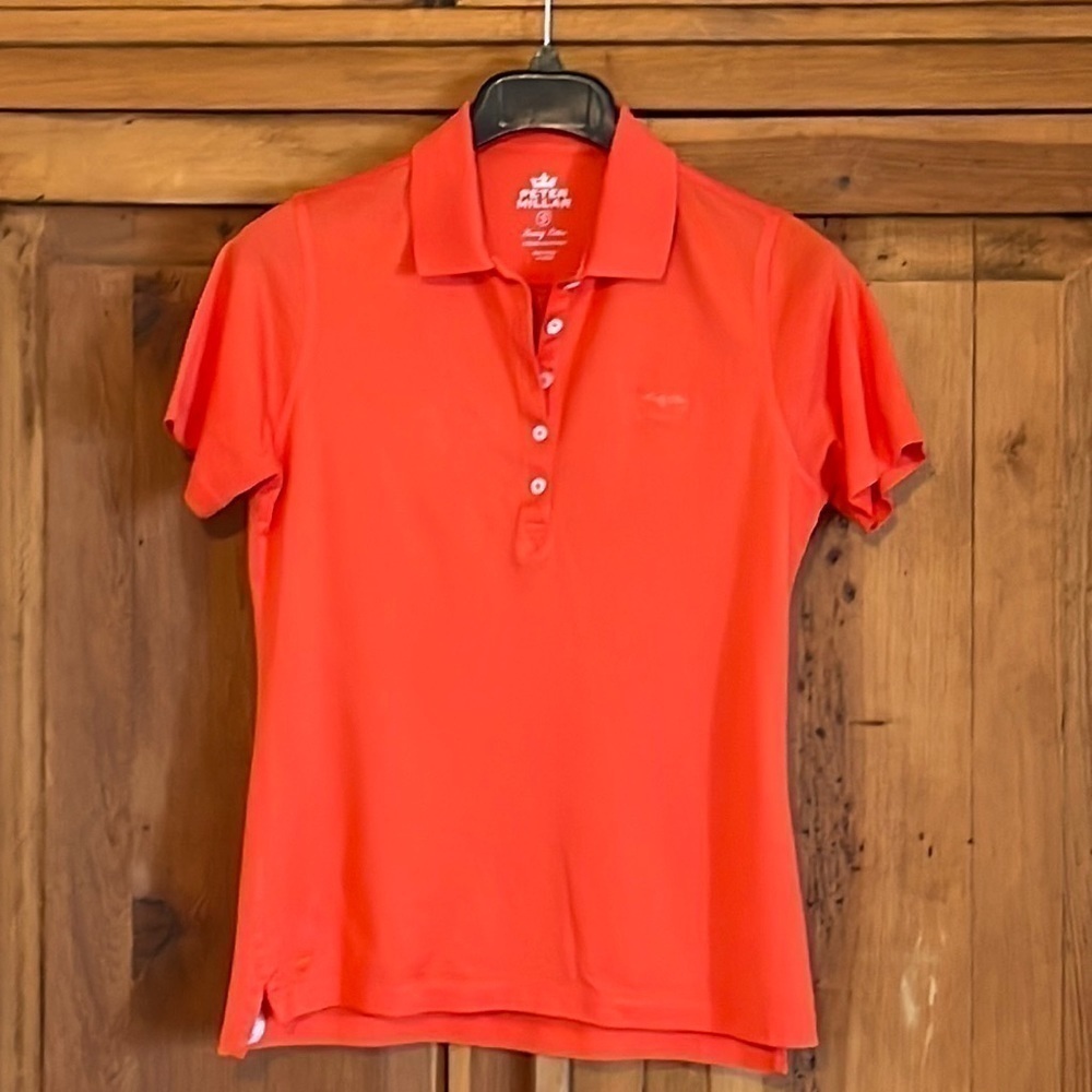Peter Millar Luxury Cotton Orange Golf Polo Shirt Sz. S